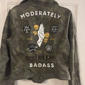 Camouflage graphic moto jacket size L